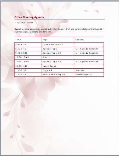  Office Meeting Agenda Template 