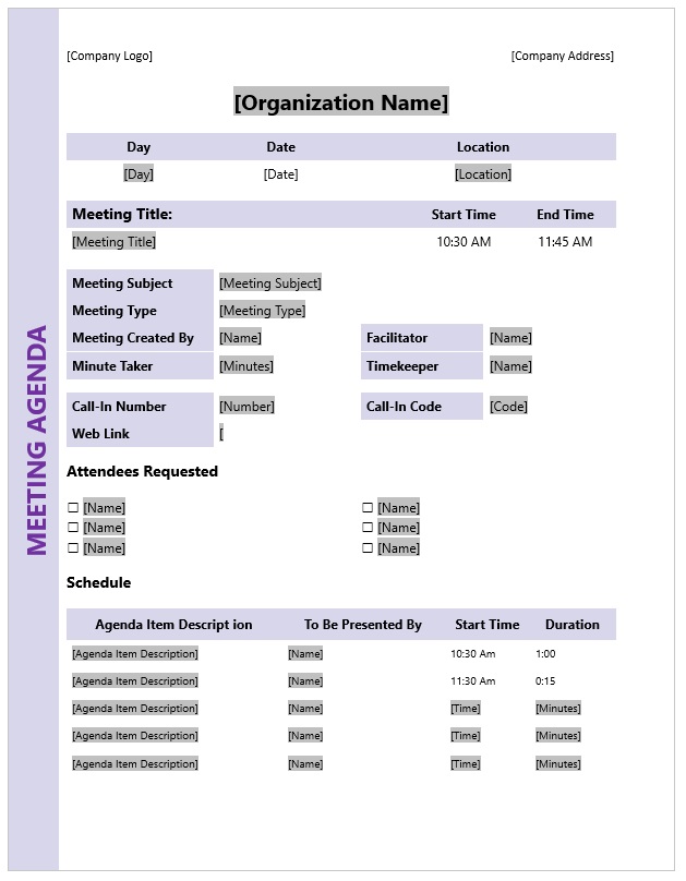  Girls Community Meeting Agenda Template