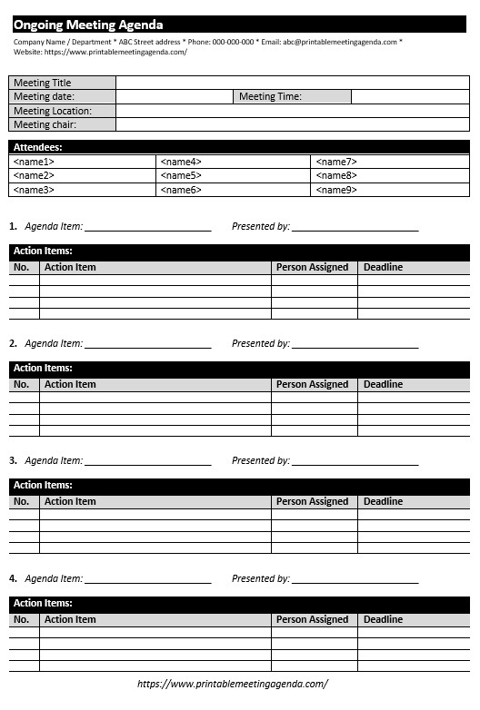  Strategic Ongoing Meeting Agenda Template 