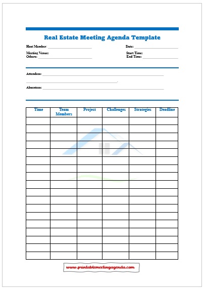 Real Estate Meeting Agenda Template Free