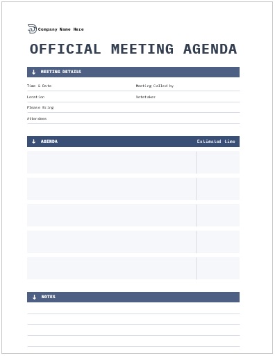  Official Meeting Agenda 