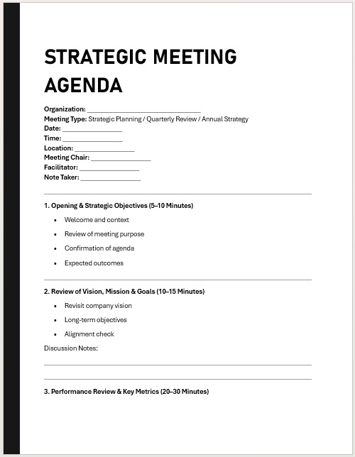  Executive Strategy Meeting Template
