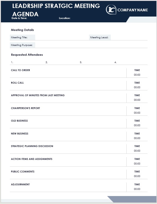  Leadership Strategic Meeting Agenda