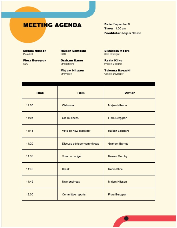  Senior Community Meeting Agenda
