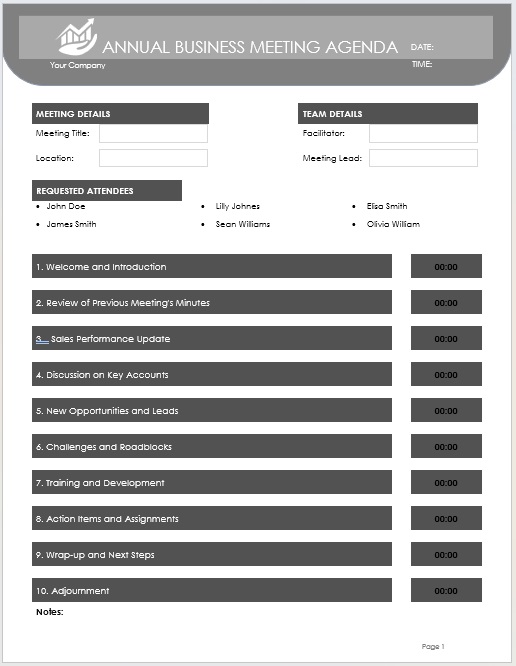  Annual Business Meeting Agenda