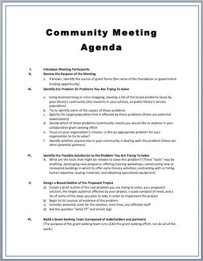  Community Event Planning Meeting Agenda 
