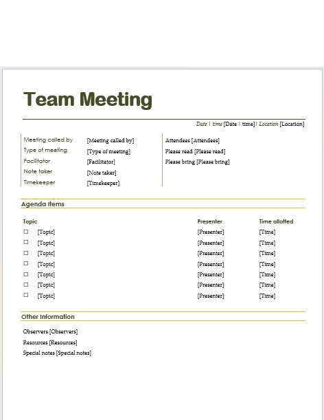  Regular Informal Staff Meeting Agenda 