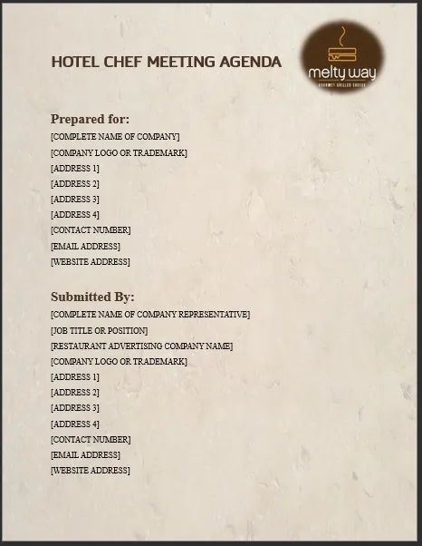  Sample Hotel Chef Meeting Agenda Template