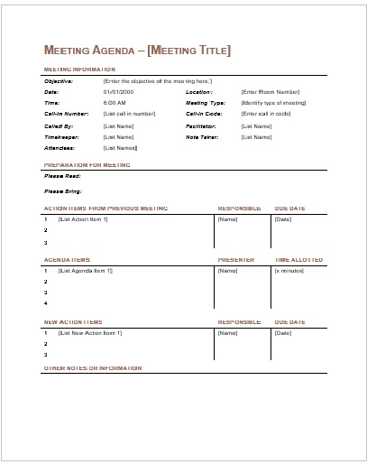  Staff Meeting Agenda Format