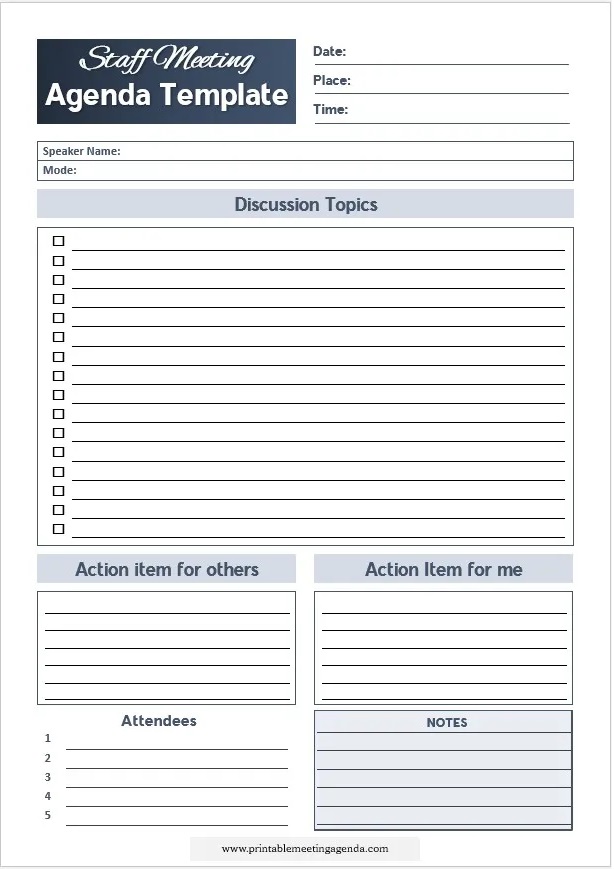 Staff Meeting Agenda Outline 
