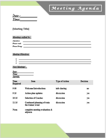 Community Meeting Agenda - Guidelines, Templates & Samples