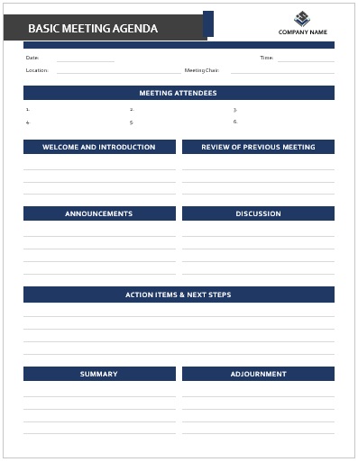  project planning meeting agenda 