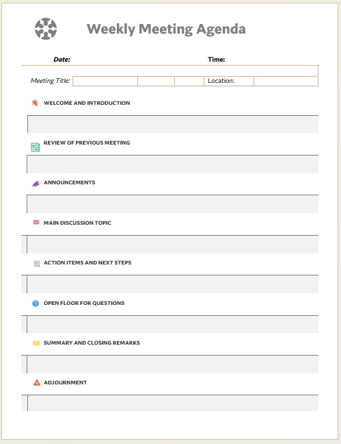  Professional Weekly Team Meeting Agenda Format