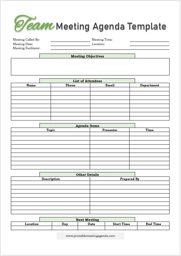  Team Progress Review Agenda 