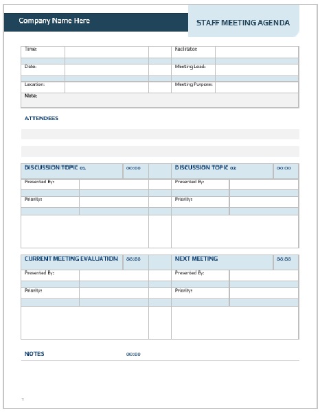  Weekly Staff Meeting Agenda Examples