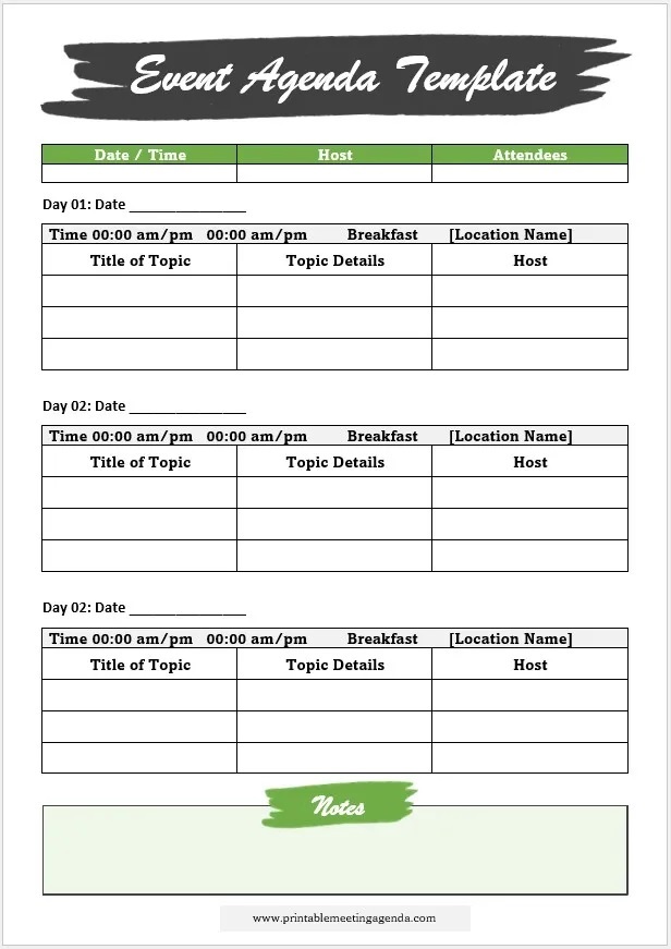  Printable Event Agenda Template
