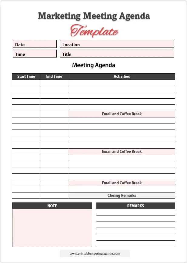 Marketing Meeting Agenda Guide, Templates & Samples