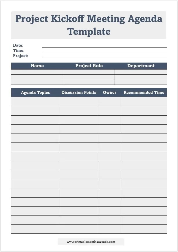  Printable Kickoff Meeting Agenda